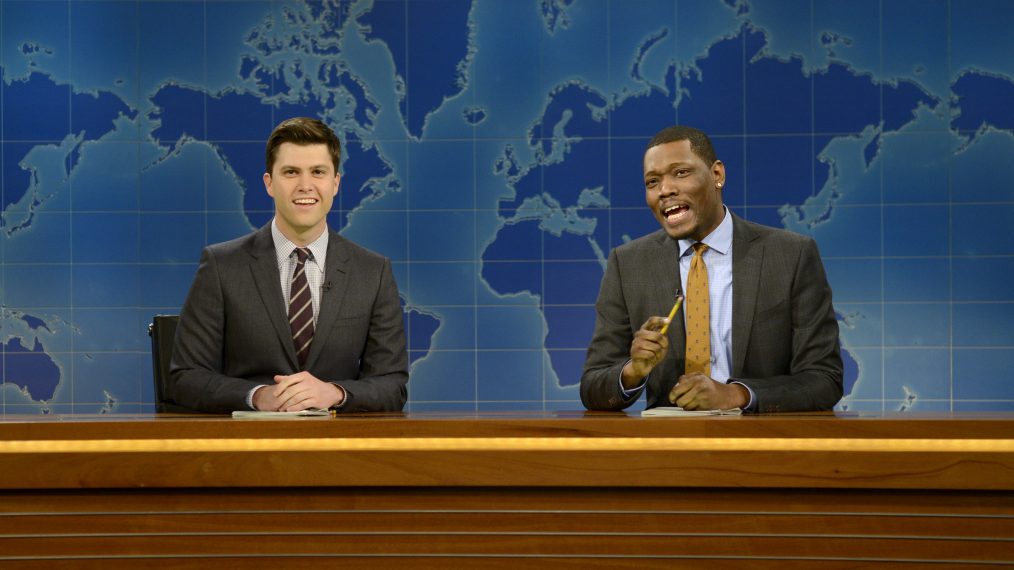 Colin Jost and Michael Che during Weekend Update on November 15, 2014