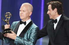 Writer/producer Ryan Murphy and actor John Travolta accept Outstanding Limited Series for 'The People v. O.J. Simpson: American Crime Story' onstage during the 68th Annual Primetime Emmy Awards