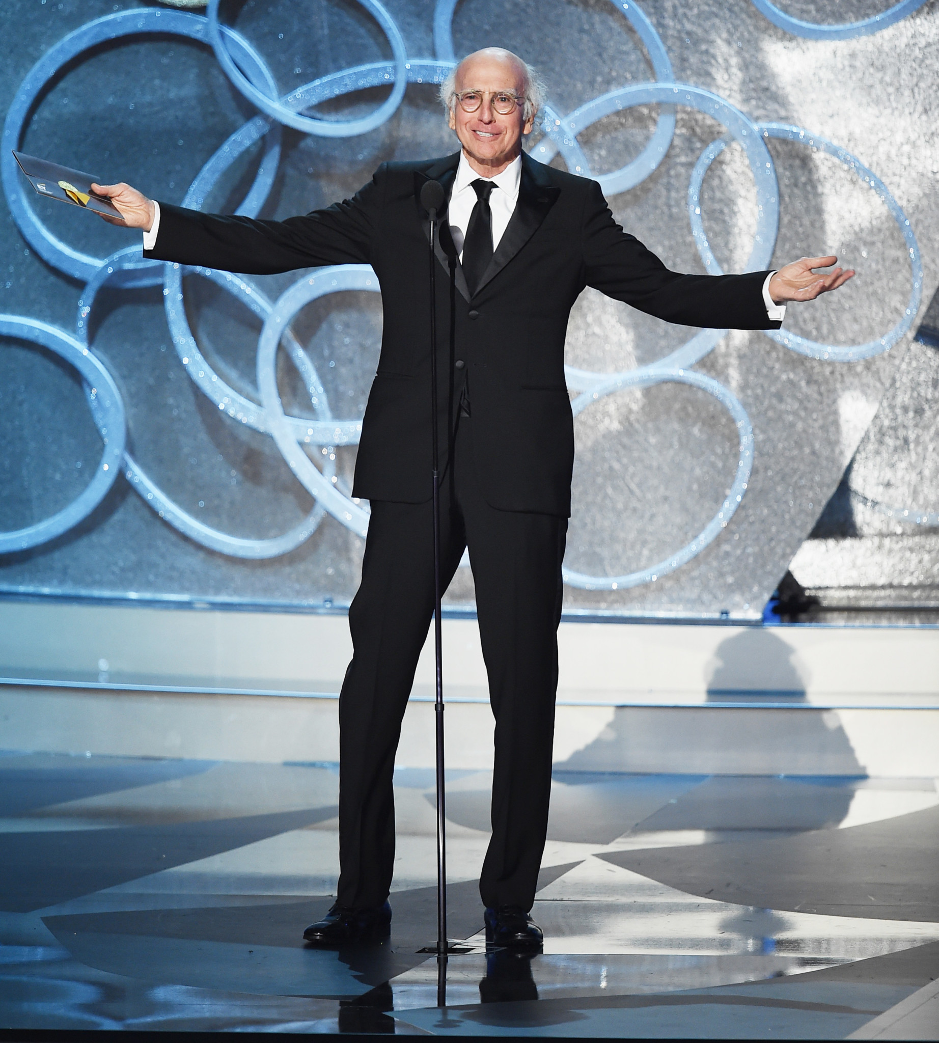 LOS ANGELES, CA - SEPTEMBER 18: Actor/writer Larry David speaks onstage during the 68th Annual Primetime Emmy Awards at Microsoft Theater on September 18, 2016 in Los Angeles, California. (Photo by Kevin Winter/Getty Images)