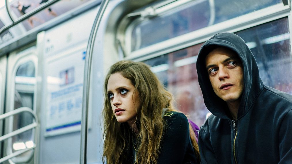 Carly Chaikin as Darlene, Rami Malek as Elliot Alderson in Mr. Robot - Season 2
