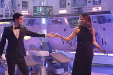 Elyes Gabel as Walter O'Brien and Katharine McPhee as Paige Dineen in Scorpion - 'It Isn't the Fall That Kills You'