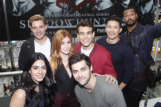 The cast of Shadowhunters at New York Comic Con - Emeraude Toubia, Dominic Sherwood, Katherine McNamara, Matthew Daddario, Alberto Rosende, Isaiah Mustafa