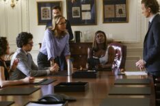 Bebe Neuwirth as Nadine Tolliver, Geoffrey Arend as Matt Mahoney, Tea Leoni as Elizabeth McCord, Erich Bergen as Blake Moran, Patina Miller as Daisy Grant, and Sebastian Arcelus as Jay Whitman in Madam Secretary - 'Sea Change'