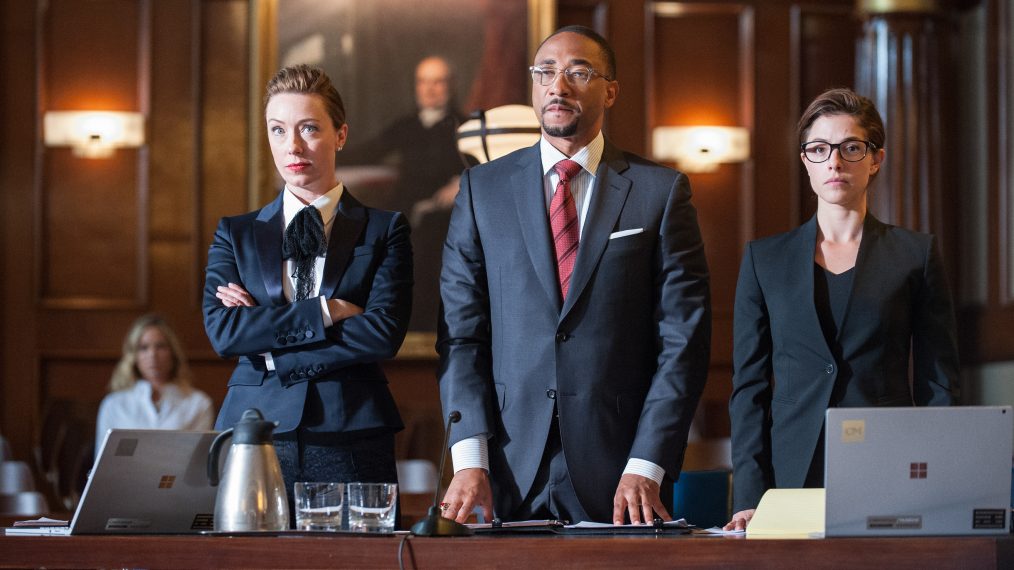 Molly Parker, Damon Gupton, and Olivia Thirlby in Goliath