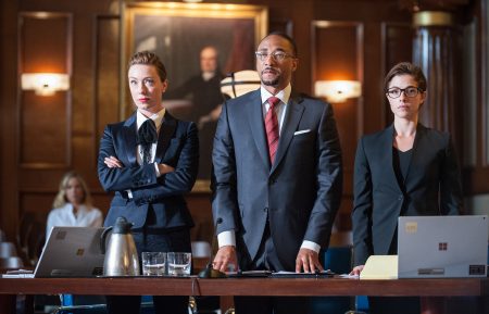 Molly Parker, Damon Gupton, and Olivia Thirlby in Goliath