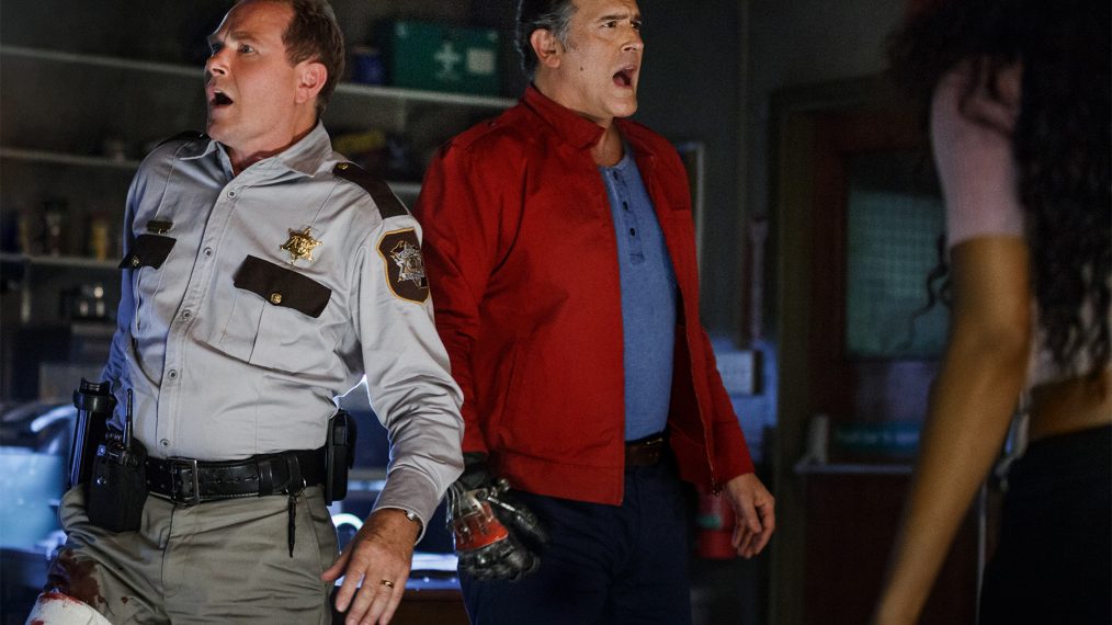 Ash vs. Evil Dead - Stephen Lovat (Sheriff Thomas Emery) and Bruce Campbell (Ash)