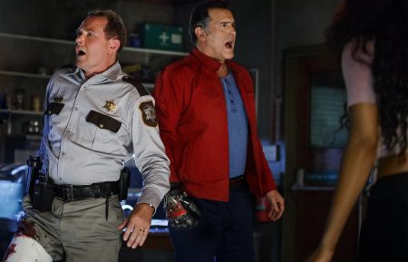 Ash vs. Evil Dead - Stephen Lovat (Sheriff Thomas Emery) and Bruce Campbell (Ash)