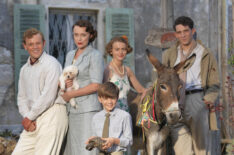 The Durrells in Corfu - Callum Woodhouse as Leslie, Keeley Hawes as Louisa, Milo Parker as Gerry, Daisy Waterstone as Margo, and Josh O’Connor as Larry