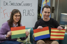 Amy Farrah Fowler (Mayim Bialik) and Sheldon Cooper (Jim Parsons) in The Big Bang Theory