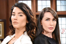Jacqueline MacInnes Wood and Rena Sofer on The Bold and the Beautiful set