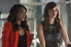 Candice Patton as Iris West and Danielle Panabaker as Caitlin Snow in The Flash