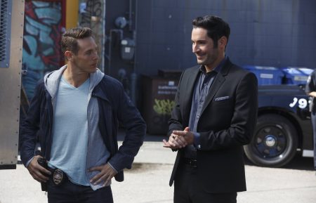 Kevin Alejandro and Tom Ellis in the 'My Little Monkey' episode of Lucifer