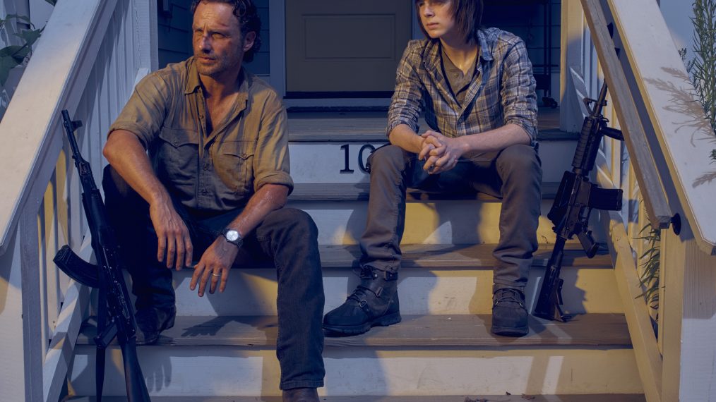 Andrew Lincoln as Rick Grimes and Chandler Riggs as Carl Grimes in The Walking Dead - Season 6