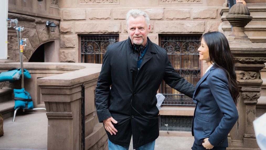 Aidan Quinn and Lucy Liu on the set of Elementary - 'It Serves You Right To Suffer'