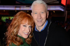 Kathy Griffin and Anderson Cooper speak at Dick Clark's New Year's Rockin' Eve with Ryan Seacrest 2013 in Times Square