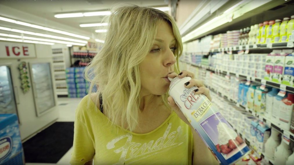 Kaitlin Olson doing whippets as Mickey in The Mick