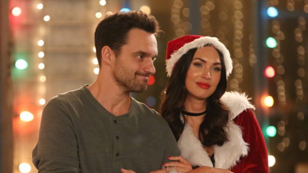 Jake Johnson and guest star Megan Fox in the 'Christmas Eve Eve' episode of New Girl