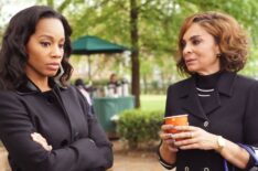 Anika Noni Rose as Dr. Eva Fletcher and Jasmine Guy as Ella Grace Caldwell in The Quad