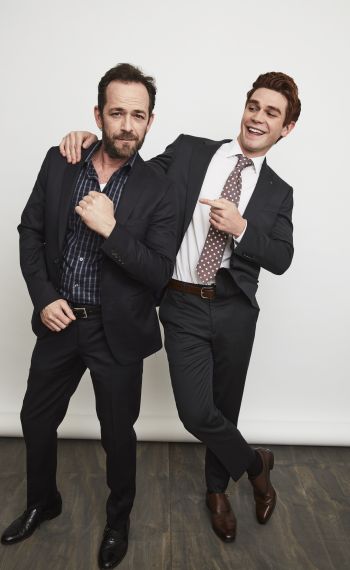 Luke Perry and KJ Apa from CW's 'Riverdale' pose in the Getty Images Portrait Studio at the 2017 Winter Television Critics Association press tour