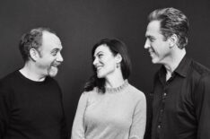 Paul Giamatti, Maggie Siff, and Damian Lewis of 'Billions' pose in the Getty Images Portrait Studio during the Showtime portion of the 2017 Winter Television Critics Association Press Tour