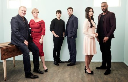 Michael McGrady, Romy Rosemont, Jonathan Whitesell, Burkely Duffield, Dilan Gwyn, and Jeff Pierre of 'Beyond' pose during the 2017 Winter Television Critics Association Press Tour