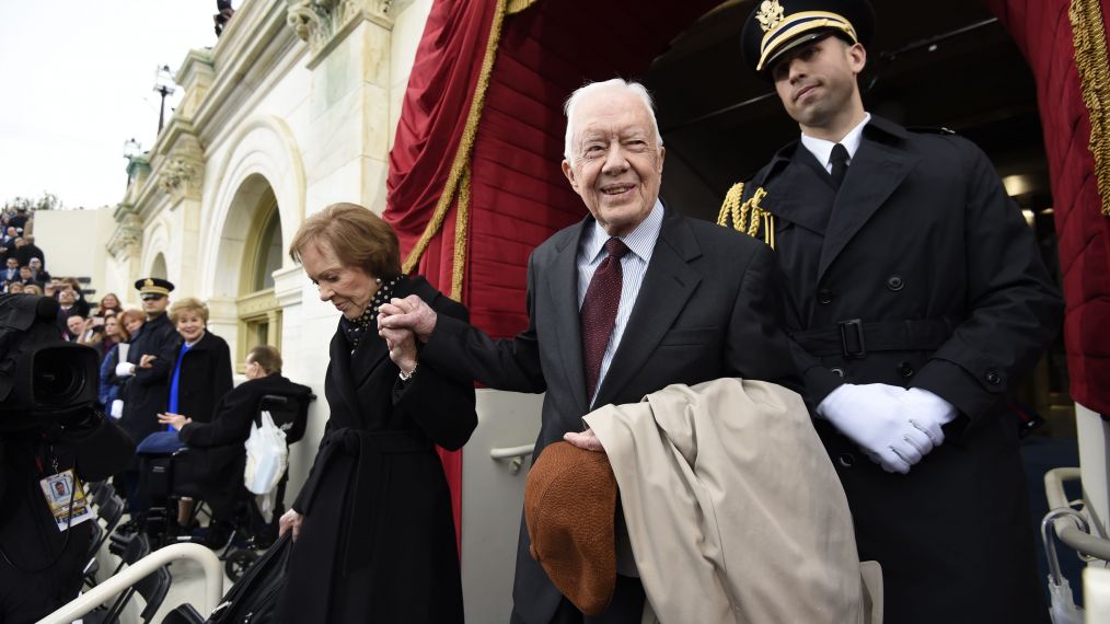 Former US President Jimmy Carter and First Lady Rosalynn Carter arrive for the Presidential Inauguration of Donald Trump at the US Capitol