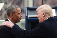 US President Barack Obama shake hands with President-elect Donald Trump during the Presidential Inauguration at the US Capitol