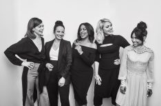 Carrie Preston, Judy Reyes, Niecy Nash, Jenn Lyon and Karrueche Tran from TNT's 'Claws' pose at the 2017 Winter Television Critics Association press tour