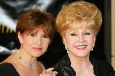 Actress Carrie Fisher and her mother, actress Debbie Reynolds, arrive for Dame Elizabeth Taylor's 75th birthday party at the Ritz-Carlton, Lake Las Vegas