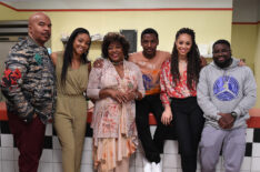 David Alan Grier, Tiffany Haddish, Loretta Devine, Jerrod Carmichael, and Amber Stevens West, and Lil Rel Howery of 'The Carmichael Show'