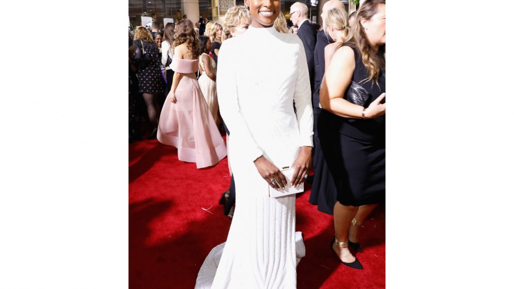 Issa Rae arrives to the 74th Annual Golden Globe Awards