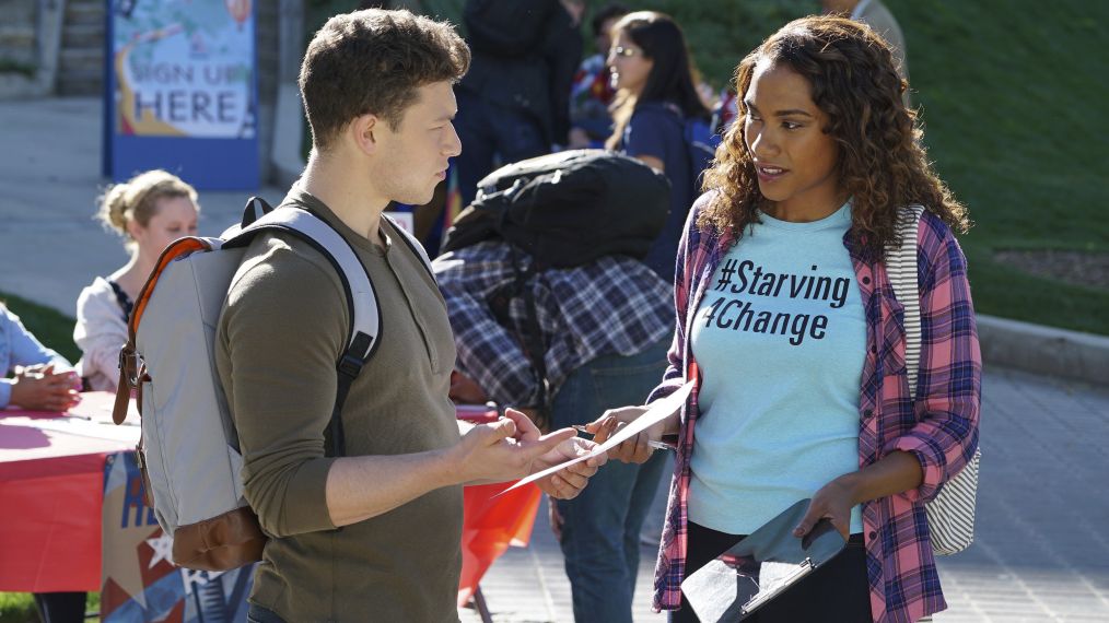 SWITCHED AT BIRTH - 'Occupy Truth' - A special episode of 'Switched at Birth' follows the points of view of African-American students, Sharee, Iris and Chris, as racial tensions on campus reach a boiling point. It airs TUESDAY, FEBRUARY 28 (9:01 - 10:02 p.m. EST), on Freeform. SAM SONENSHINE, BIANCA BETHUNE(Freeform/Eric McCandless) SAM SONENSHINE, BIANCA BETHUNE