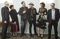 Executive producer Warren Littlefield, actors Carrie Coon, David Thewlis, Ewan McGregor, Mary Elizabeth Winstead, and Michael Stuhlbarg of the television show 'Fargo' pose during the FX portion of the 2017 Winter Television Critics Association Press Tour