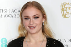 Presenter Sophie Turner poses in the winners room during the 70th EE British Academy Film Awards