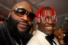 Rappers Rick Ross and Lil Yachty attends The 59th Grammy Awards