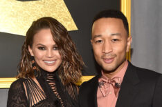 Chrissy Teigen and John Legend attend The 59th Grammy Awards in 2017