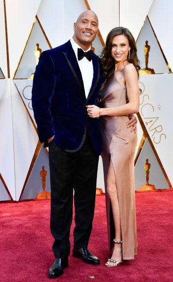 Actor Dwayne Johnson and Lauren Hashian attend the 89th Annual Academy Awards