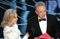 Faye Dunaway and Warren Beatty speak onstage during the 89th Annual Academy Awards