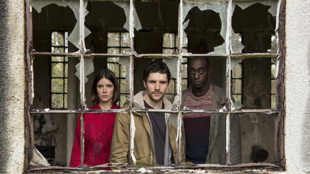 Humans - Sonya Cassidy as Hester, Colin Morgan as Leo, Ivanno Jeremiah as Max