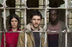 Humans - Sonya Cassidy as Hester, Colin Morgan as Leo, Ivanno Jeremiah as Max