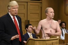 Host Alec Baldwin as President Donald Trump and Beck Bennett as Russian President Vladimir Putin during the 'Trump People's Court' sketch on Saturday Night Live