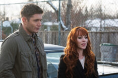 Jensen Ackles as Dean and Ruth Connell as Rowena in Supernatural