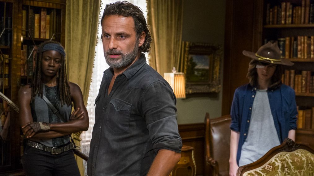 The Walking Dead - Danai Gurira as Michonne, Andrew Lincoln as Rick Grimes, Chandler Riggs as Carl Grimes 