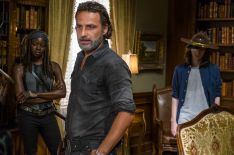 The Walking Dead - Danai Gurira as Michonne, Andrew Lincoln as Rick Grimes, Chandler Riggs as Carl Grimes 