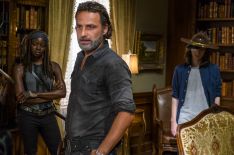 The Walking Dead - Danai Gurira as Michonne, Andrew Lincoln as Rick Grimes, Chandler Riggs as Carl Grimes 