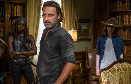 The Walking Dead - Danai Gurira as Michonne, Andrew Lincoln as Rick Grimes, Chandler Riggs as Carl Grimes 