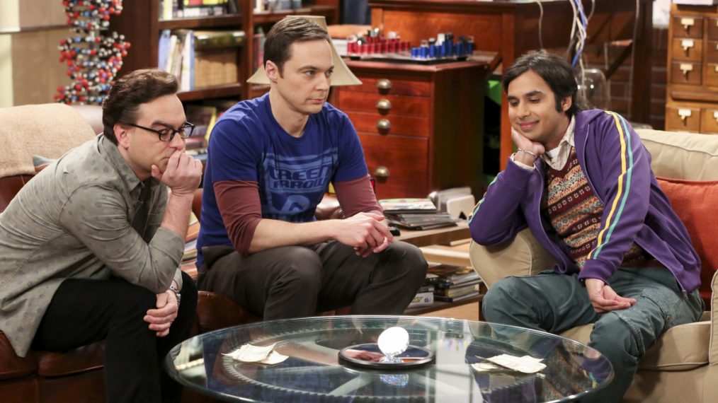 The Big Bang Theory - Leonard Hofstadter (Johnny Galecki), Sheldon Cooper (Jim Parsons), and Rajesh Koothrappali (Kunal Nayyar)