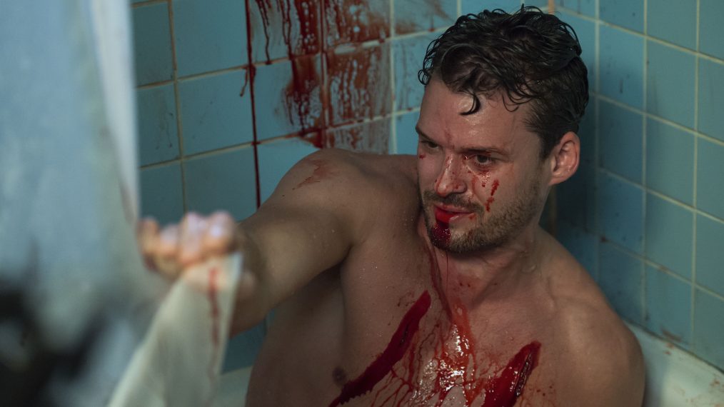 Austin Nichols in the shower in Bates Motel