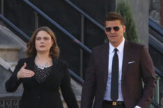 Emily Deschanel and David Boreanaz in the 'The Final Chapter: The Radioactive Panthers in the Party' episode of Bones