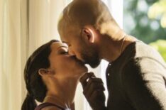 Inbar Lavi as Maddie and Stephen Bishop as Patrick in Imposters - Season 1